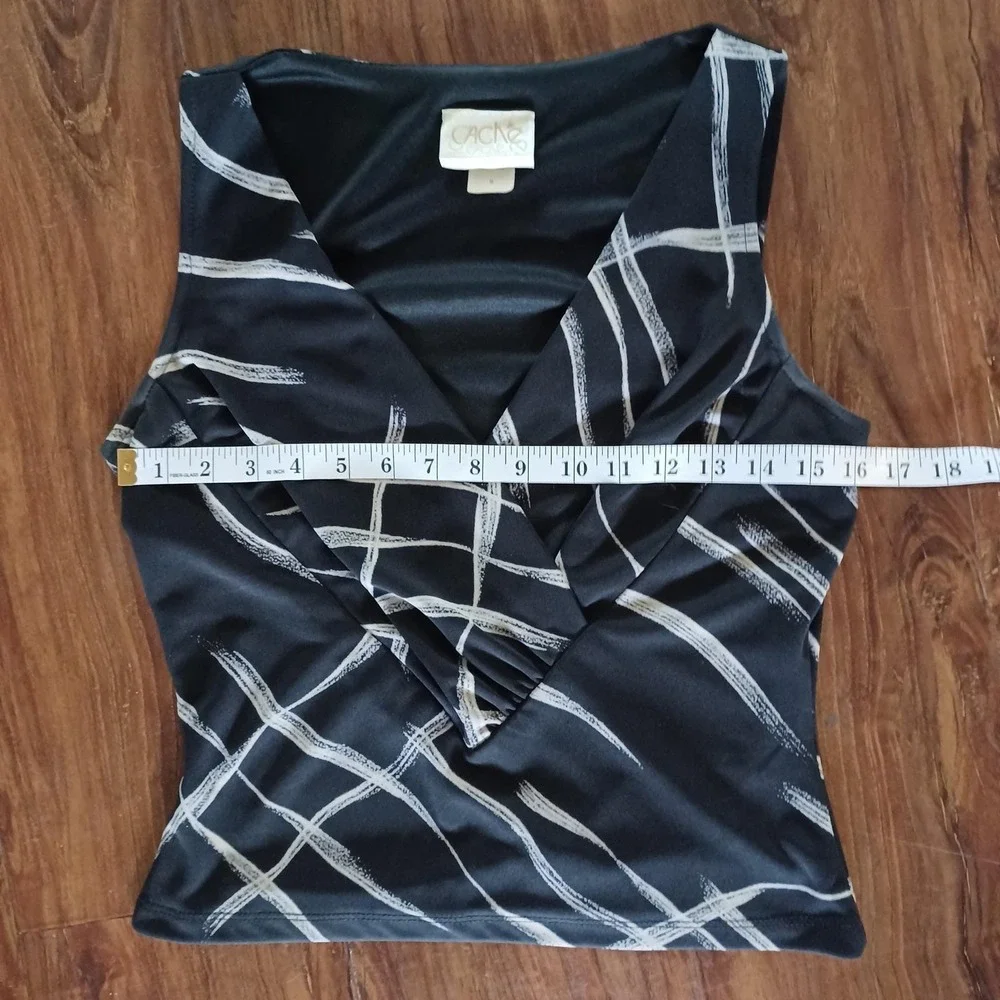 Cache Vintage 2 Piece Maxi Skirt Set Black White Abstract Brushstroke Size 8